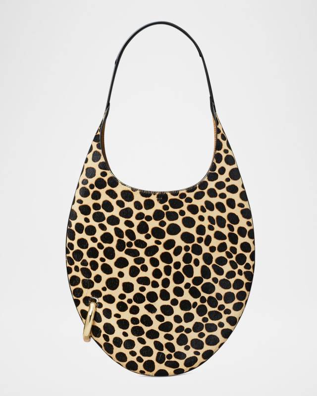 Pierced Cheetah-Print Calf Hair Shoulder Bag